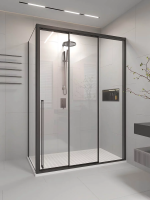 Душевой угол раздвижной 1300х900x2000 цвет профиля Чёрный матовый стекло прозрачное PR3/R-SP-13090-01-B-C4 Premium Veconi