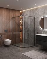 Душевой уголок,полукруглый MOLVENO-RH-2-130/100-C-GM-IV 1300x1000x1950 Cezares