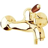 ELITE-VM-03-Nc Смеситель для ванны и душа однорычажный, исполнение золото, ручка Noce без шланга и ручного душа ELITE-VM-03/24-Nc Золото 24 карат ручка  Орех Cezares