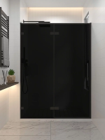 Душевая дверь распашная 1300x2000 цвет профиля Чёрный матовый стекло черное AL-130-11-BB-C4 Premium Veconi