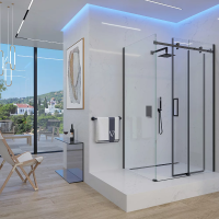 Душевой угол раздвижной прямоугольный RV074B-13080-01-C4 1300х800х1950 Цвет профиля Чёрный Стекло Прозрачное Veconi Душевой угол раздвижной прямоугольный RV074B-13080-01-C4 1300х800х1950 Цвет профиля Чёрный Стекло Прозрачное Veconi