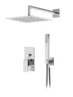 Душевая система с переключателем для верхнего и ручного душа, верхний душ из стены, квадратный 25 см, материал металл PORTA-DSIPQ-30-01 CEZARES