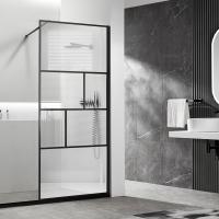 Душевые перегородки Walk-In HС Art  VSW-1HC800CFB 800х2000 профиль черный стекло прозрачное/рифленое VINCEA