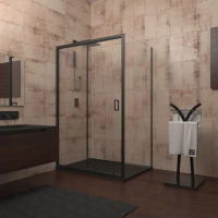 Душевой угол раздвижной прямоугольный RV046B-10080-01-C5 1000х800х1950 Цвет профиля Чёрный  Стекло Прозрачное Veconi