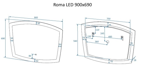 Зеркало с подсветкой "Roma 900х700" AM-Rom-900-700-DS-F ART&MAX