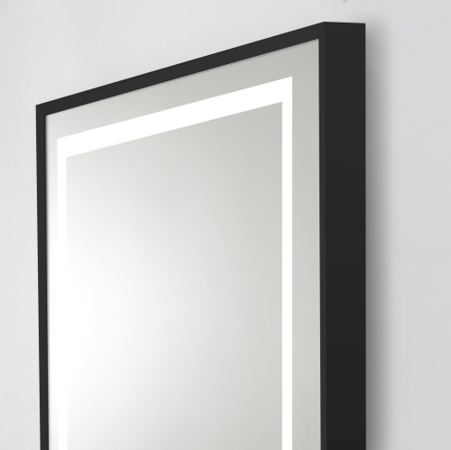 Зеркало в алюминиевой раме со встроенным светильником, сенсорным выключателем и подогревом, SPC-KRAFT-885-785-TCH-WARM-NERO, 885x40x785 мм   BELBAGNO