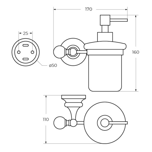 Дозатор для мыла подвесной OLIMP-SOI-01-Sw Хром CEZARES